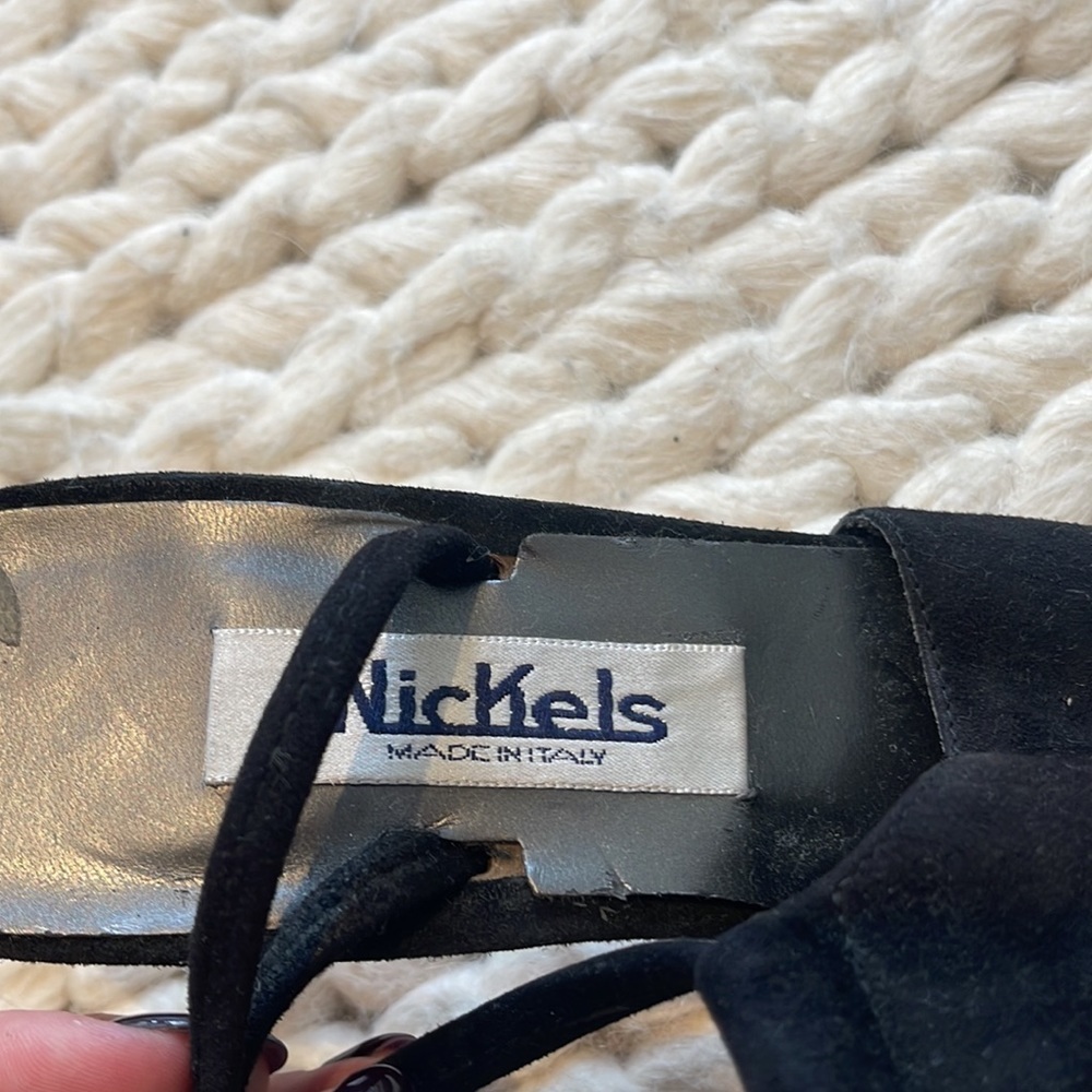 NICKELS SUEDE POINTED TOE KITTEN STRAPPY HEEL SIZE 6.5 - Picture 3 of 4